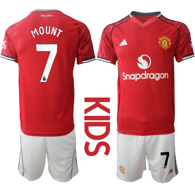 Youth 2025-2026 Club Manchester United home Red 7 Soccer Jerseys